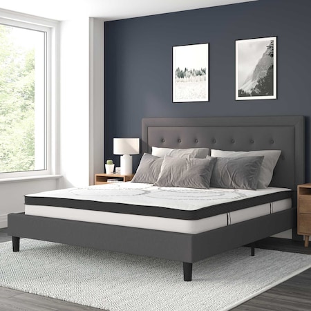 Flash Furniture King Size Dk Gray Fabric Platform Bed w/ Mattress SL-BM10-32-GG